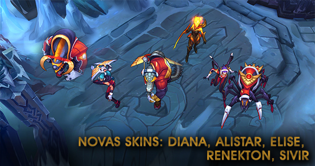 Novas Skins: Diana, Alistar, Elise, Renekton, Sivir.